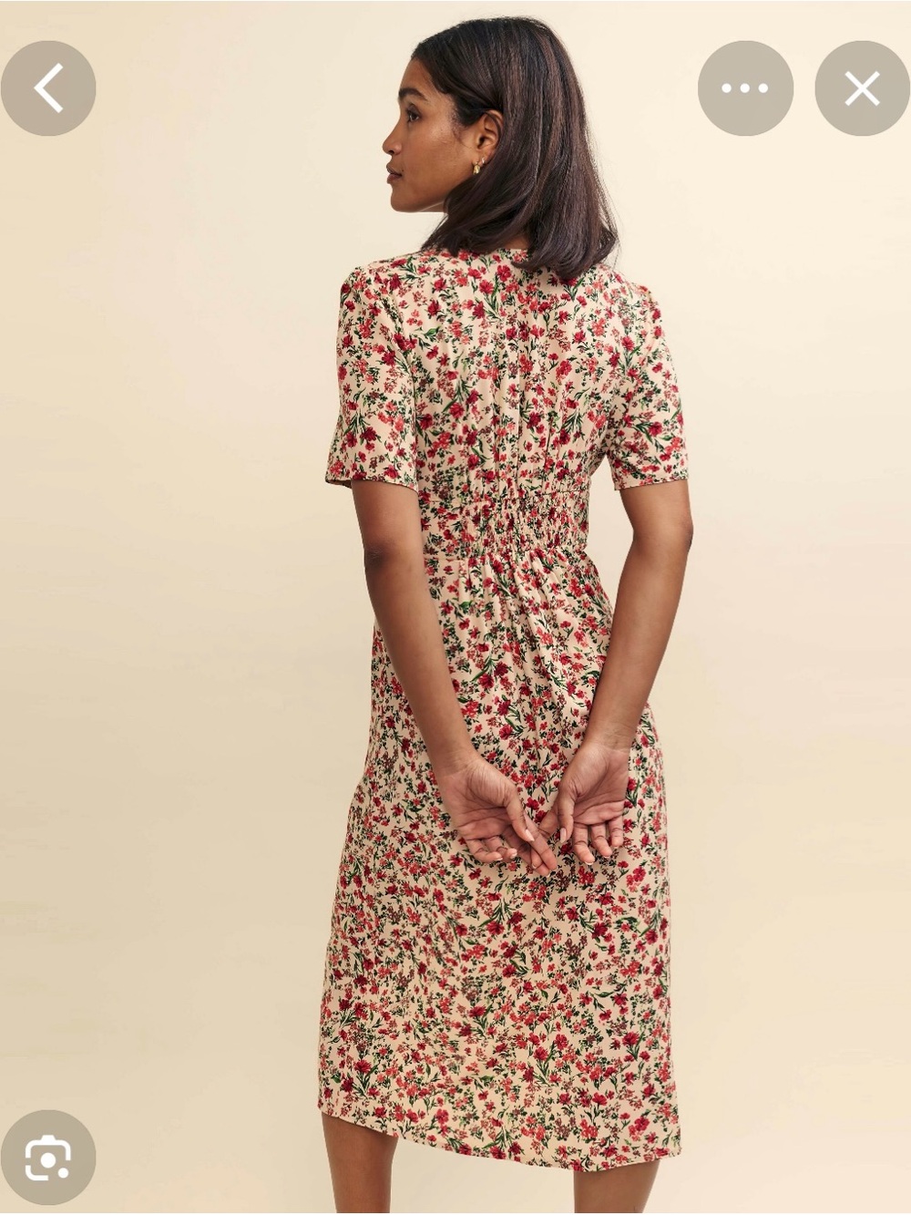 Nobody's Child Alexa pink Midi Dress with Red Floral Print - Picture 3 of 4
